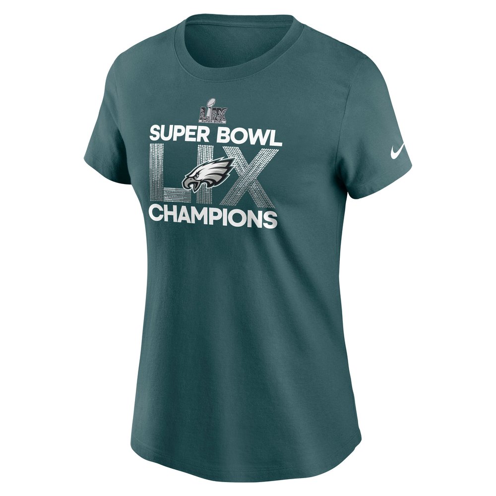 Women's Philadelphia Eagles Midnight Green Super Bowl LIX Champions T-Shirt Women's Philadelphia Eagles Midnight Green Super Bowl LIX Champions T-Shirt