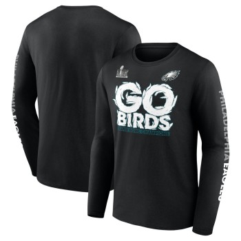 Men's Philadelphia Eagles Black Super Bowl LIX Champions On Top Go Birds Long Sleeve T-Shirt Men's Philadelphia Eagles Black Super Bowl LIX Champions On Top Go Birds Long Sleeve T-Shirt