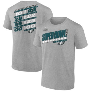 Men's Philadelphia Eagles Heather Gray Super Bowl LIX Champions Counting Points Score T-Shirt Men's Philadelphia Eagles Heather Gray Super Bowl LIX Champions Counting Points Score T-Shirt