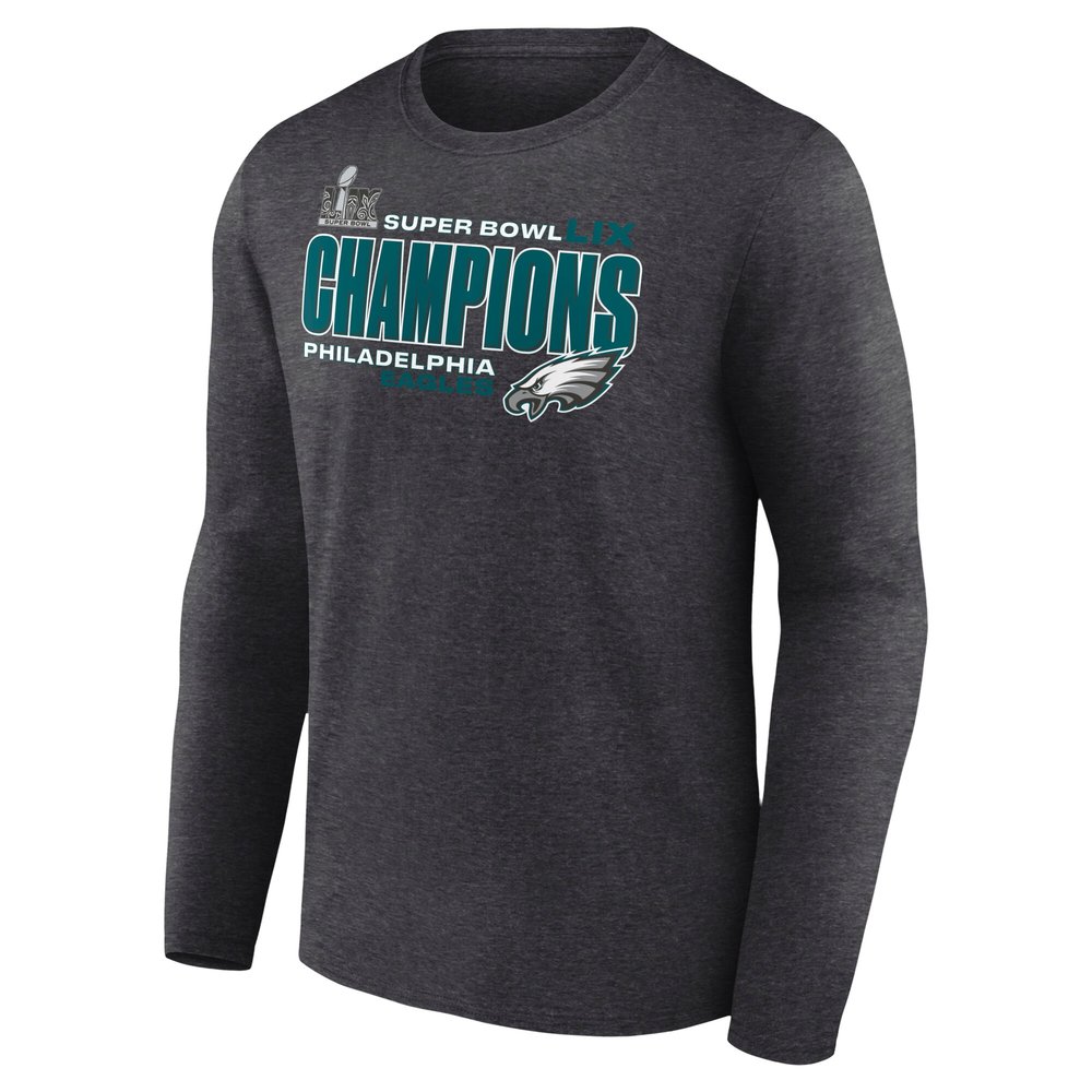 Men's Philadelphia Eagles Heather Charcoal Super Bowl LIX Champions Big & Tall Under The Lights Long Sleeve T-Shirt Men's Philadelphia Eagles Heather Charcoal Super Bowl LIX Champions Big & Tall Under The Lights Long Sleeve T-Shirt