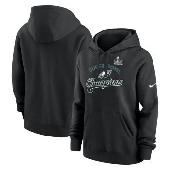 Women's Philadelphia Eagles  Black Super Bowl LIX Champions Tailsweep Pullover Hoodie Women's Philadelphia Eagles  Black Super Bowl LIX Champions Tailsweep Pullover Hoodie