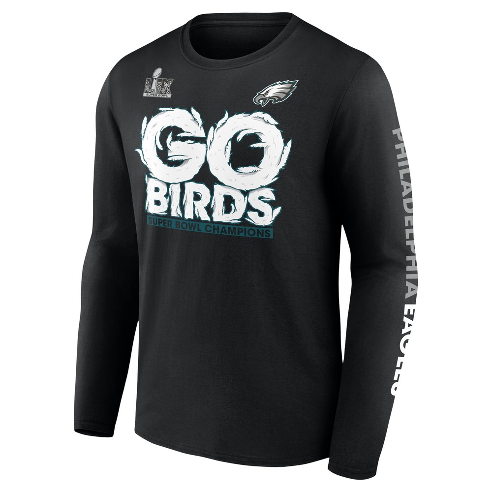 Men's Philadelphia Eagles Black Super Bowl LIX Champions Big & Tall Go Birds Long Sleeve T-Shirt Men's Philadelphia Eagles Black Super Bowl LIX Champions Big & Tall Go Birds Long Sleeve T-Shirt