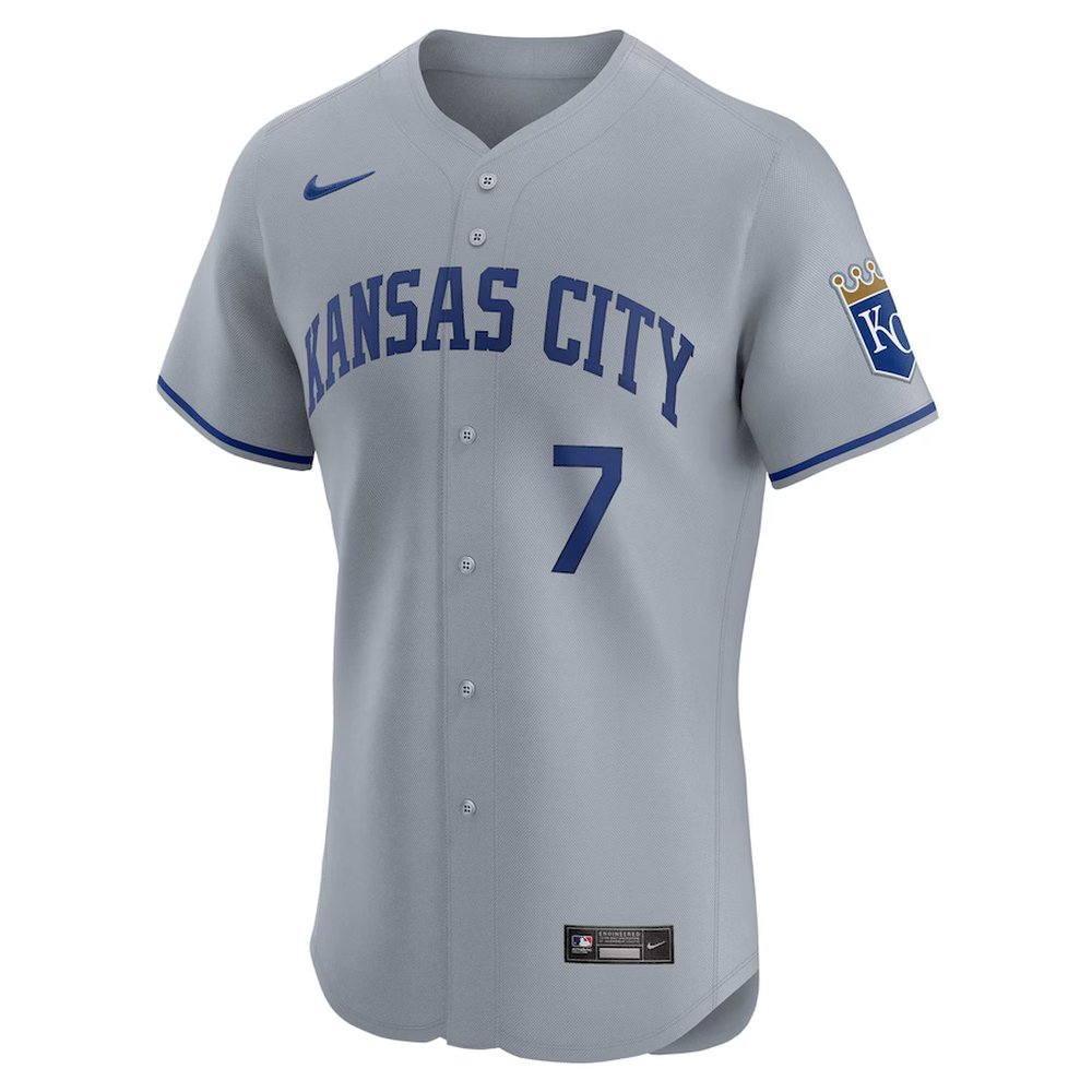 Men's Kansas City Royals #7 Bobby Witt Jr. Nike Gray Road Elite Player Jersey
