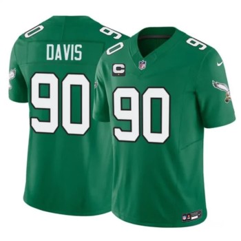 Youth Philadelphia Eagles #90 Jordan Davis Kelly Green 2026 1-Star C Patch Throwback Vapor F.U.S.E. Untouchable Limited Jersey Youth Philadelphia Eagles #90 Jordan Davis Kelly Green 2026 1-Star C Patch Throwback Vapor F.U.S.E. Untouchable Limited Jersey