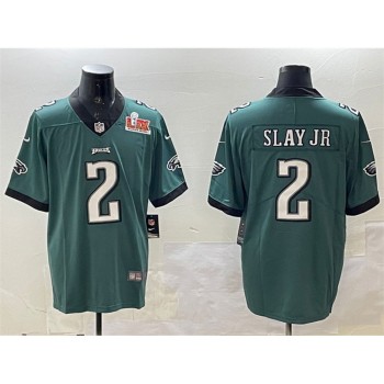 Men's Philadelphia Eagles #2 Darius Slay Jr. Green 2025 Super Bowl LIX Patch Vapor Untouchable Limited Stitched Football Jersey Men's Philadelphia Eagles #2 Darius Slay Jr. Green 2025 Super Bowl LIX Patch Vapor Untouchable Limited Stitched Football Jersey