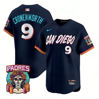 Men's San Diego Padres #9 Jake Cronenworth Navy 2026 City Connect Stitched Jersey-Button Up Men's San Diego Padres #9 Jake Cronenworth Navy 2026 City Connect Stitched Jersey-Button Up