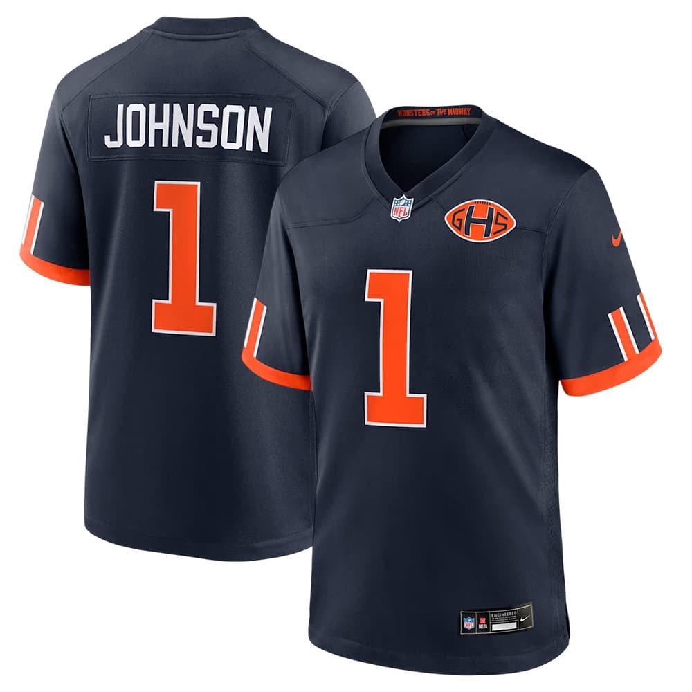 Men's Chicago Bears #1 Jaylon Johnson Navy 2026 Rivalries Collection Game Jersey Men's Chicago Bears #1 Jaylon Johnson Navy 2026 Rivalries Collection Game Jersey