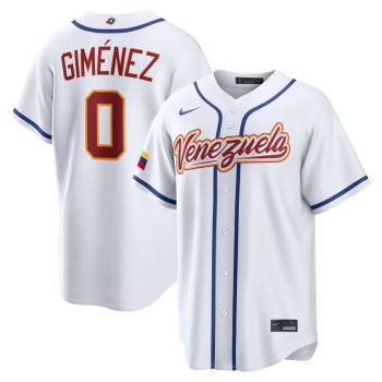 Men's Venezuela Baseball #0 Andres Gimenez White 2026 World Baseball Classic Home Stadium Jersey Men's Venezuela Baseball #0 Andres Gimenez White 2026 World Baseball Classic Home Stadium Jersey