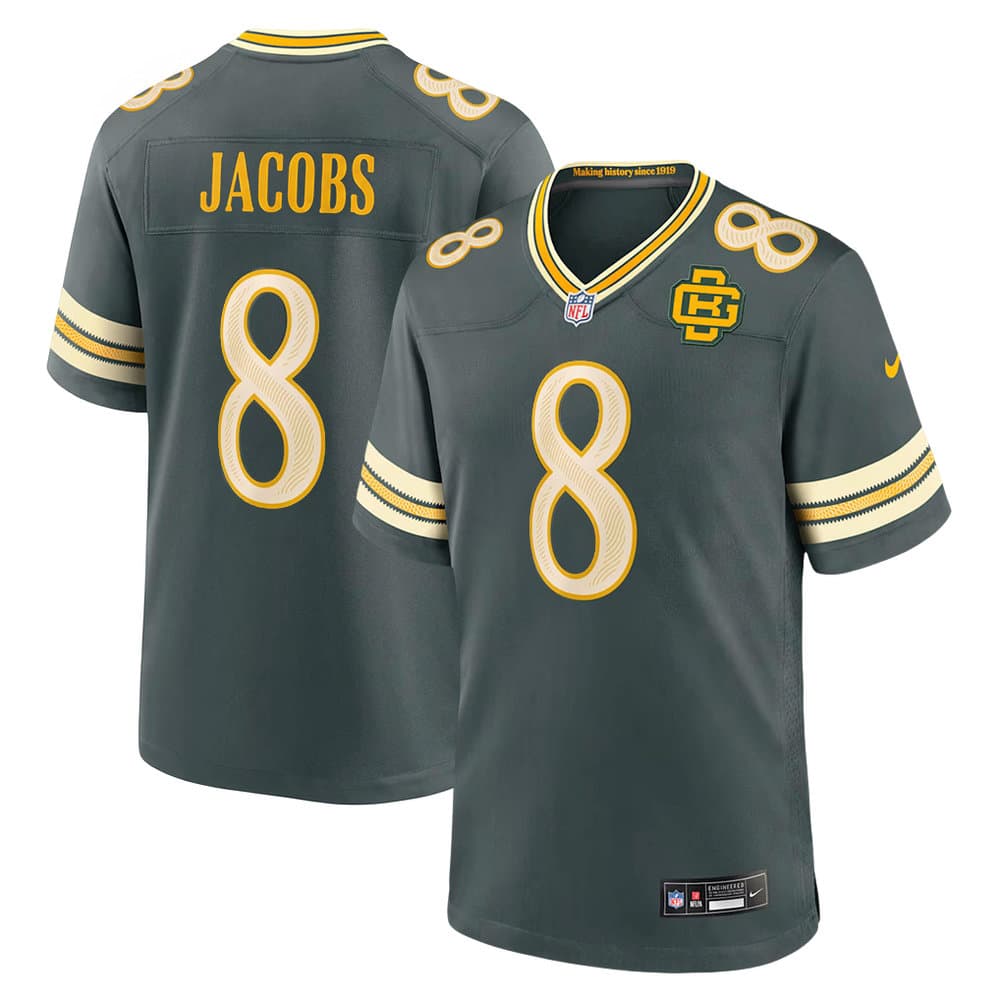 Youth Green Bay Packers #8 Josh Jacobs Green 2026 Rivalries Collection Game Jersey Youth Green Bay Packers #8 Josh Jacobs Green 2026 Rivalries Collection Game Jersey
