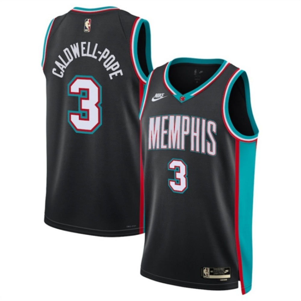 Men's Memphis Grizzlies #3 Kentavious Caldwell-Pope Kentavious Caldwell-Pope Black 2025 Classic Edition Stitched Basketball Jersey