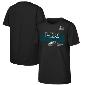 Youth Philadelphia Eagles  Black Super Bowl LIX Champions Iconic Victory T-Shirt Youth Philadelphia Eagles  Black Super Bowl LIX Champions Iconic Victory T-Shirt