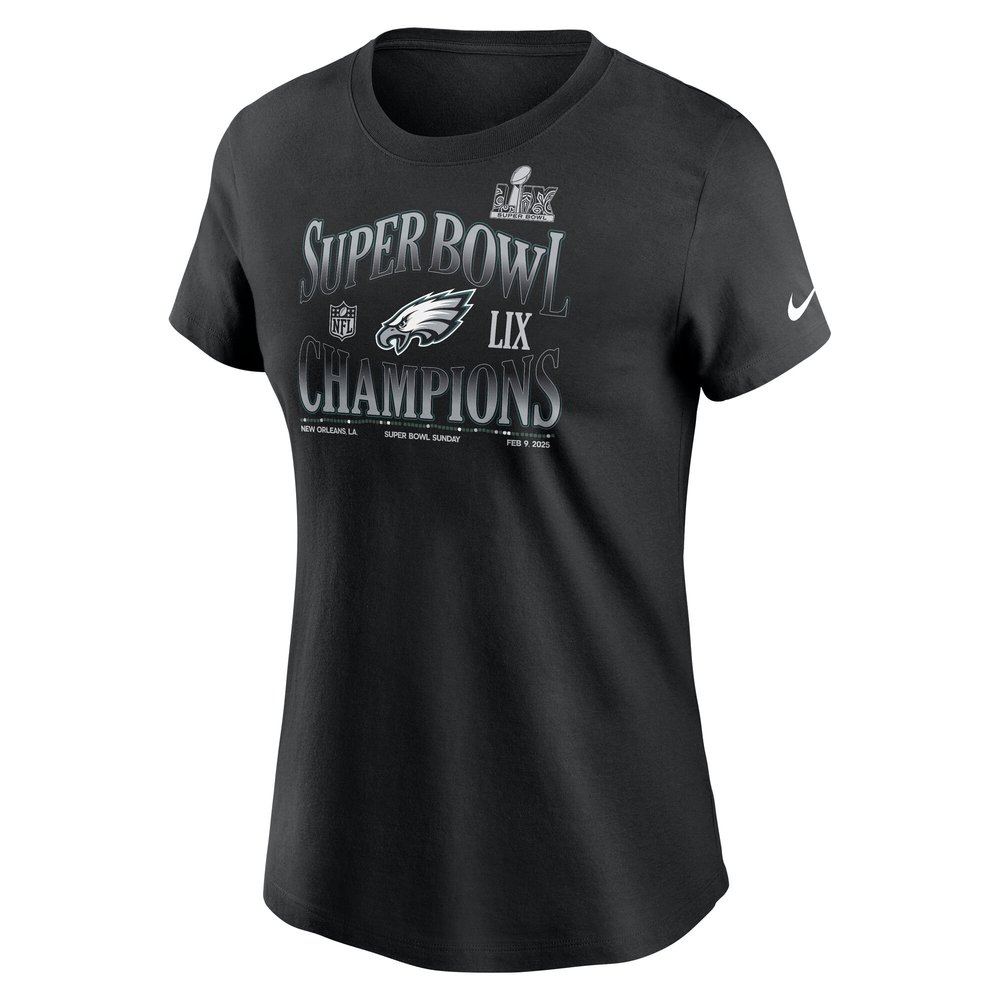 Women's Philadelphia Eagles Black Super Bowl LIX Champions '90s T-Shirt Women's Philadelphia Eagles Black Super Bowl LIX Champions '90s T-Shirt