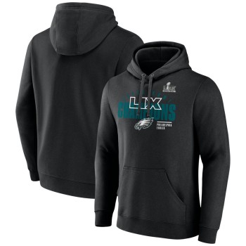 Men's Philadelphia Eagles Black Super Bowl LIX Champions Iconic Victory Fleece Pullover Hoodie Men's Philadelphia Eagles Black Super Bowl LIX Champions Iconic Victory Fleece Pullover Hoodie