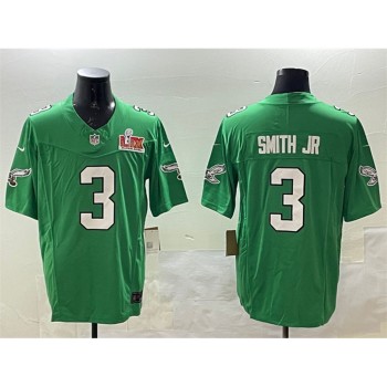 Men's Philadelphia Eagles #3 Nolan Smith Jr. Green 2025 Super Bowl LIX Patch F.U.S.E. Throwback Vapor Untouchable Limited Stitched Football Jersey Men's Philadelphia Eagles #3 Nolan Smith Jr. Green 2025 Super Bowl LIX Patch F.U.S.E. Throwback Vapor Untouchable Limited Stitched Football Jersey