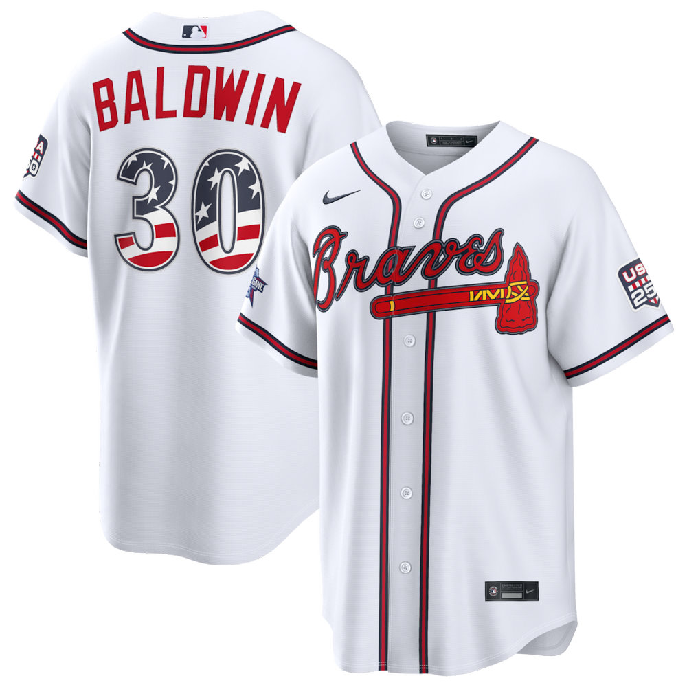 Men's Atlanta Braves #30 Drake Baldwin Nike White 2026 All-Star Edition Stars & Stripes Stadium Jersey Men's Atlanta Braves #30 Drake Baldwin Nike White 2026 All-Star Edition Stars & Stripes Stadium Jersey