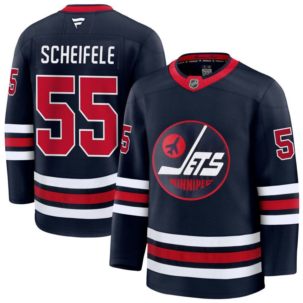 Men's Winnipeg Jets #55 Mark Scheifele Navy Alternate Premium Jersey Men's Winnipeg Jets #55 Mark Scheifele Navy Alternate Premium Jersey