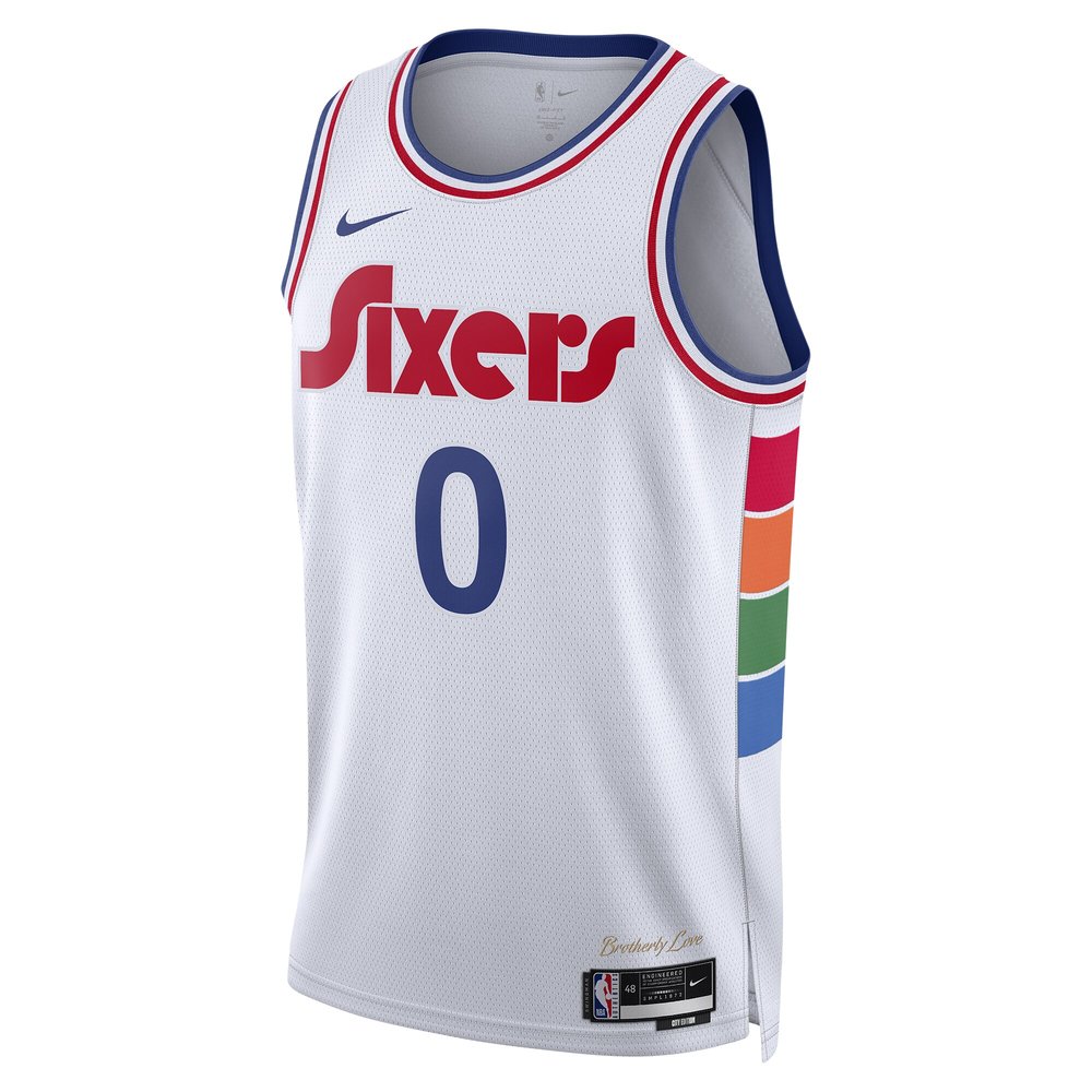 Unisex Philadelphia 76ers Tyrese Maxey White 2024/25 Swingman Player Jersey - City Edition Unisex Philadelphia 76ers Tyrese Maxey White 2024/25 Swingman Player Jersey - City Edition