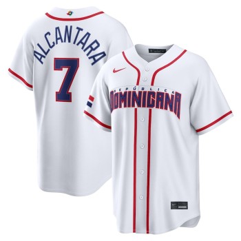 Men's Dominican Republic Baseball #7 Sandy Alcantara White 2026 World Baseball Classic Home Stadium Jersey Men's Dominican Republic Baseball #7 Sandy Alcantara White 2026 World Baseball Classic Home Stadium Jersey