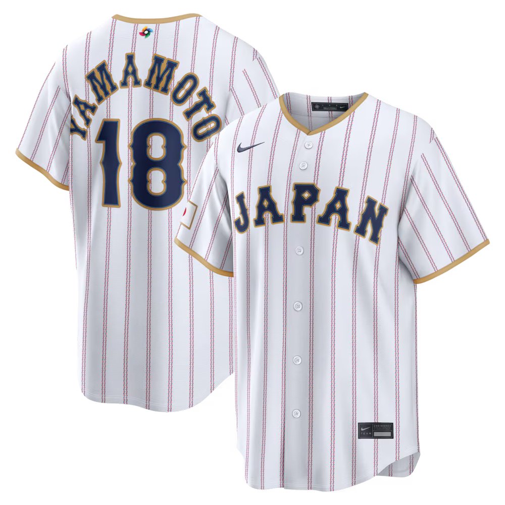 Youth Japan Baseball #18 Yoshinobu Yamamoto White 2026 World Baseball Classic Home Stadium Jersey