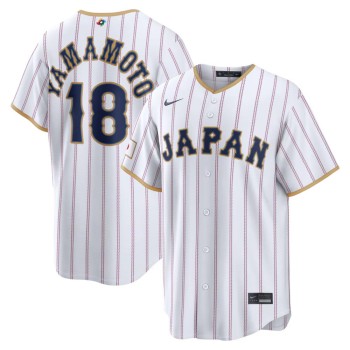 Men's Japan Baseball #18 Yoshinobu Yamamoto White 2026 World Baseball Classic Home Stadium Jersey Men's Japan Baseball #18 Yoshinobu Yamamoto White 2026 World Baseball Classic Home Stadium Jersey