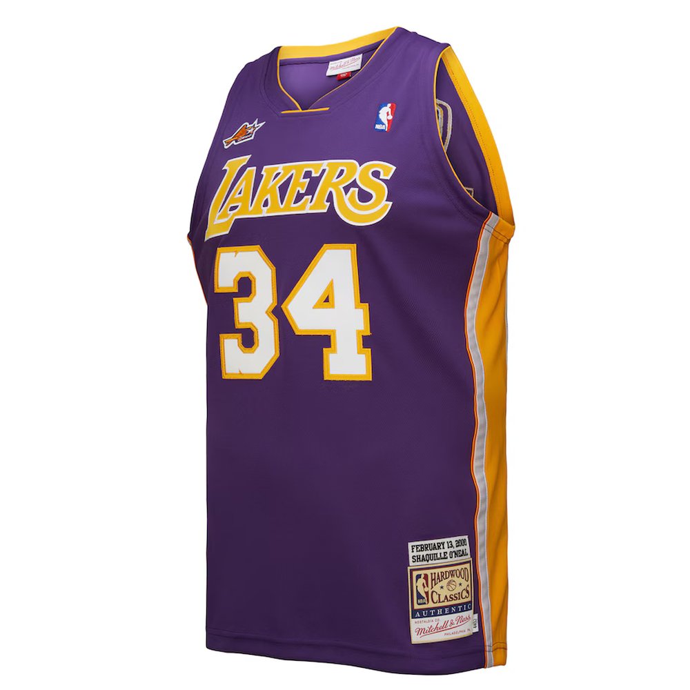 Men's Los Angeles Lakers #34 Shaquille O'Neal Purple 2000 NBA All-Star Game Authentic Jersey