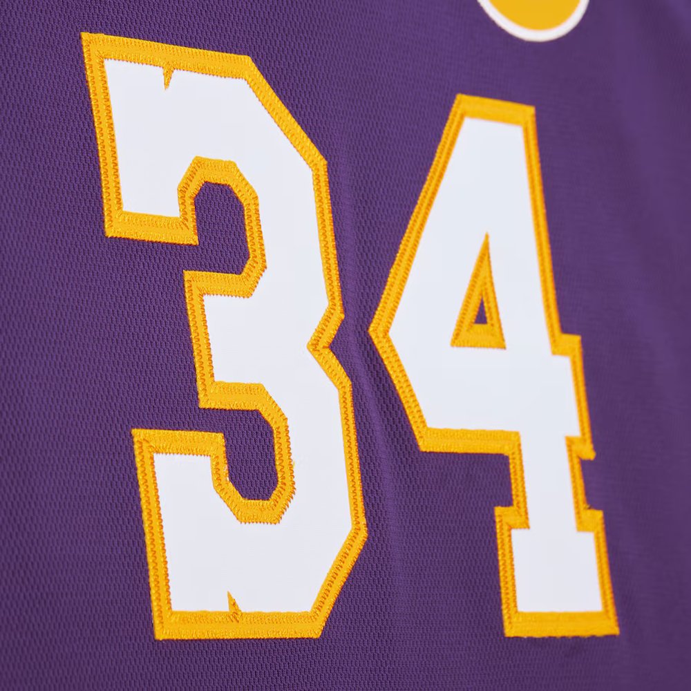 Men's Los Angeles Lakers #34 Shaquille O'Neal Purple 2000 NBA All-Star Game Authentic Jersey