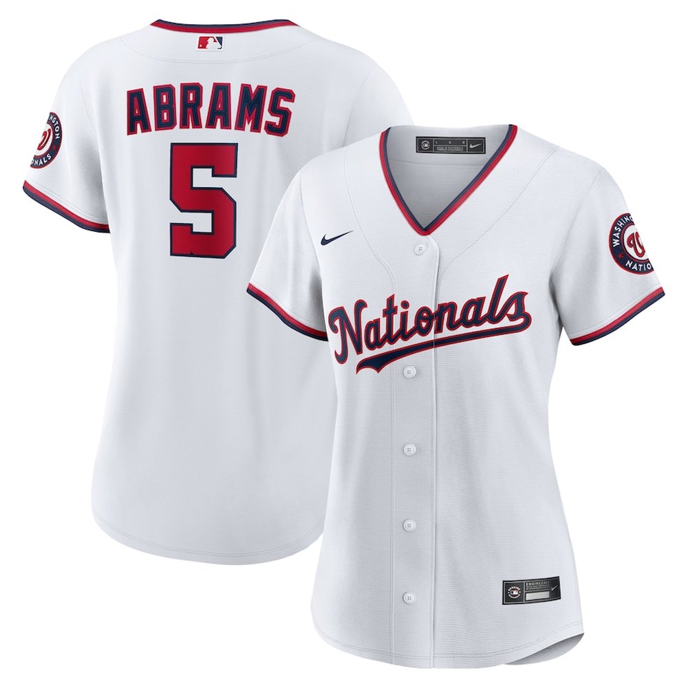 Women's Washington Nationals #5 CJ Abrams White Home Replica Player Jersey Women's Washington Nationals #5 CJ Abrams White Home Replica Player Jersey