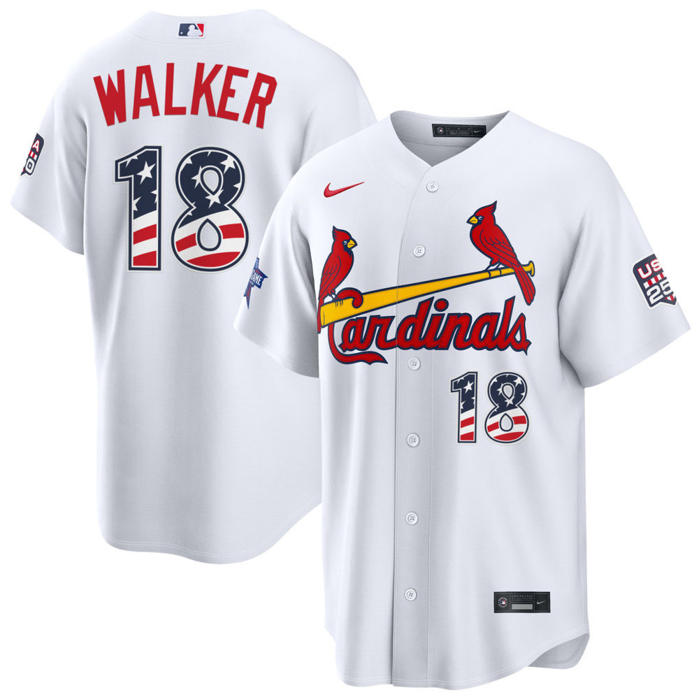 Men's St. Louis Cardinals #18 Jordan Walker Nike White 2026 All-Star Edition Stars & Stripes Stadium Jersey Men's St. Louis Cardinals #18 Jordan Walker Nike White 2026 All-Star Edition Stars & Stripes Stadium Jersey