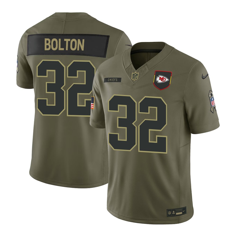 Men's Kansas City Chiefs #32 Nick Bolton Nike Olive 2025 Salute to Service Retired Limited Jersey
