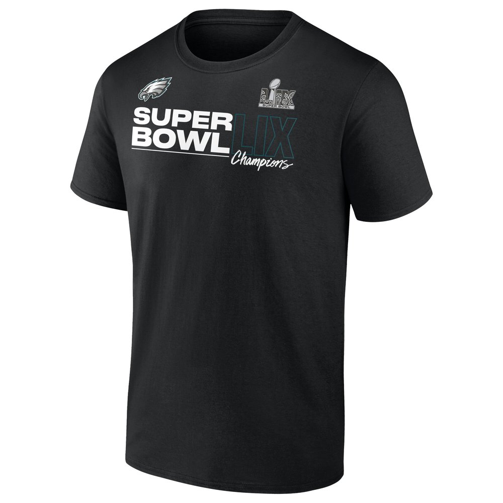 Men's Philadelphia Eagles Black Super Bowl LIX Champions Big & Tall Roster Autograph Signing T-Shirt