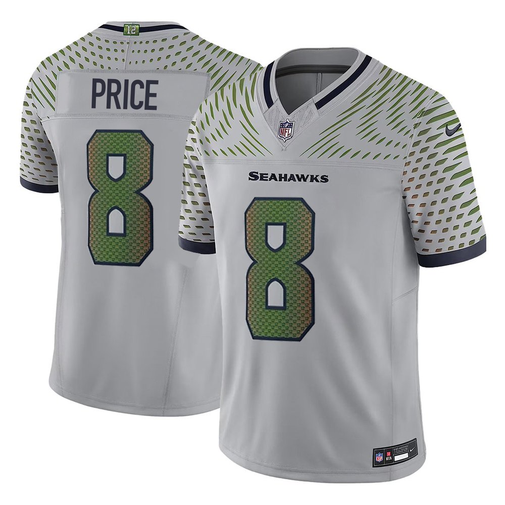 Men's Seattle Seahawks #8 Jadarian Price Gray 2026 NFL Draft Rivalries Collection Vapor F.U.S.E. Limited Jersey Men's Seattle Seahawks #8 Jadarian Price Gray 2026 NFL Draft Rivalries Collection Vapor F.U.S.E. Limited Jersey