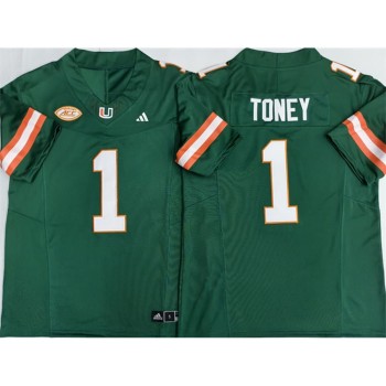Men's Miami Hurricanes #1 Malachi Toney Aqua Vapor F.U.S.E. Limited Jersey Men's Miami Hurricanes #1 Malachi Toney Aqua Vapor F.U.S.E. Limited Jersey
