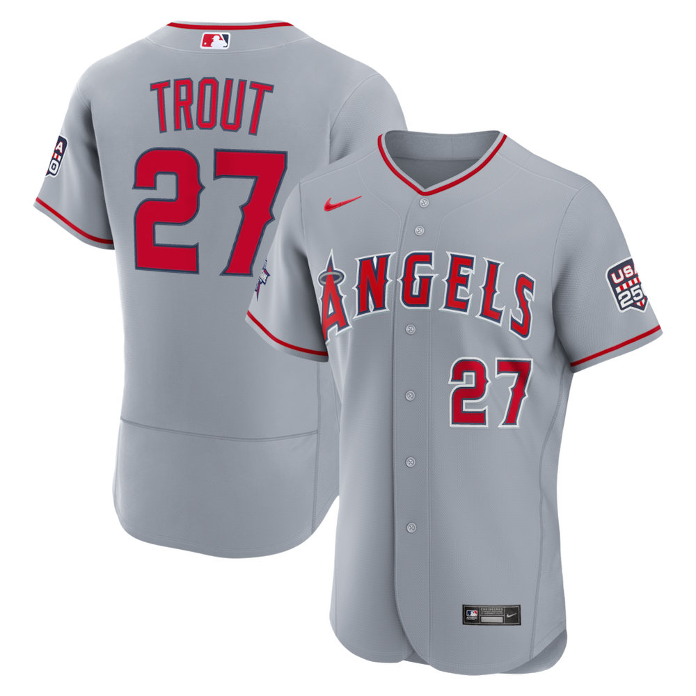 Men's Los Angeles Angels #27 Mike Trout Nike Gray 2026 All-Star Game Authentic Jersey Men's Los Angeles Angels #27 Mike Trout Nike Gray 2026 All-Star Game Authentic Jersey