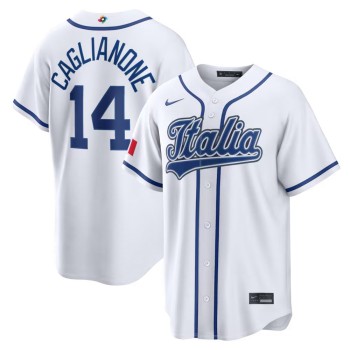 Men's Italy Baseball #14 Jac Caglianone Nike White 2026 World Baseball Classic Home Stadium Jersey Men's Italy Baseball #14 Jac Caglianone Nike White 2026 World Baseball Classic Home Stadium Jersey
