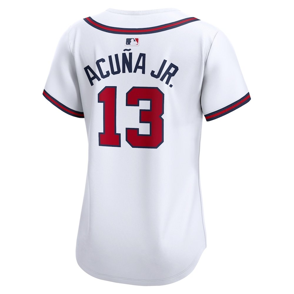 Women's Atlanta Braves #13 Ronald Acuna Nike White Home Limited Player Jersey