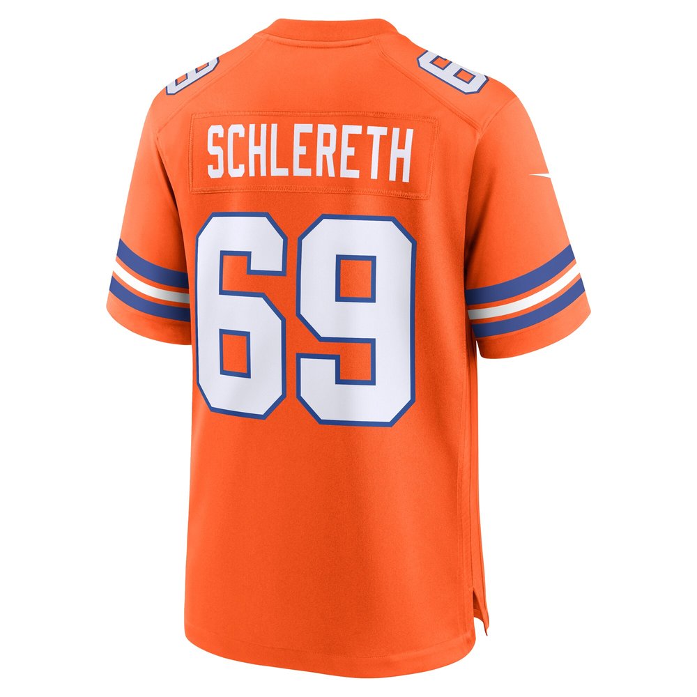Men's Denver Broncos Mark Schlereth Orange Mile High Collection 1977 Throwback Retired Player Game Jersey