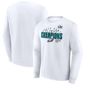 Men's Philadelphia Eagles White Super Bowl LIX Champions Iconic Victory Fleece Sweatshirt Men's Philadelphia Eagles White Super Bowl LIX Champions Iconic Victory Fleece Sweatshirt