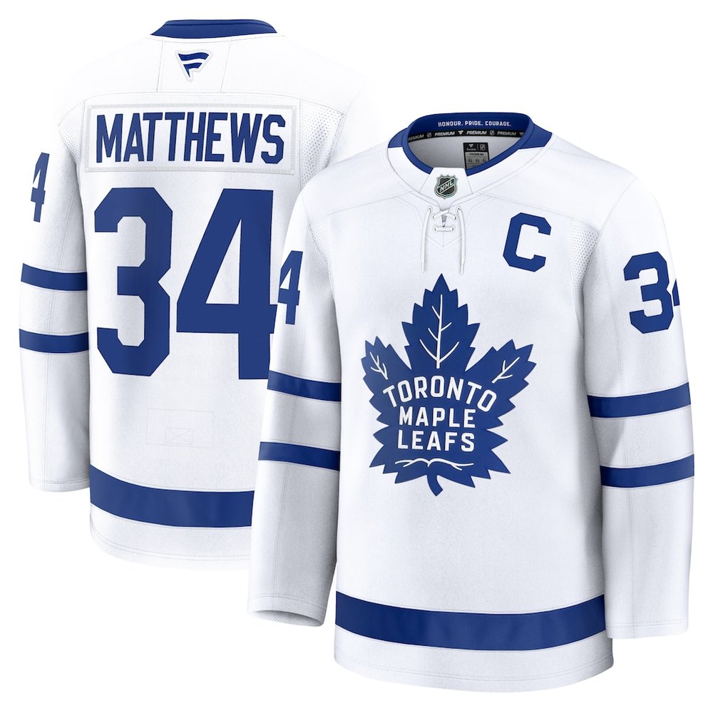Men's Toronto Maple Leafs #34 Auston Matthews White Away Premium Jersey