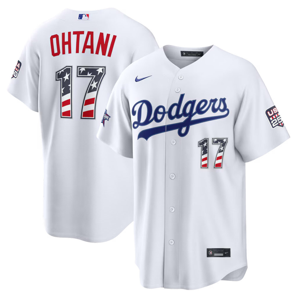 Men's Los Angeles Dodgers #17 Shohei Ohtani Nike White 2026 All-Star Edition Stars & Stripes Stadium Jersey Men's Los Angeles Dodgers #17 Shohei Ohtani Nike White 2026 All-Star Edition Stars & Stripes Stadium Jersey