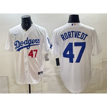 Men's Los Angeles Dodgers #47 Ben Rortvedt White Home Cool Base Jersey
