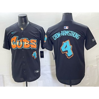 Men's Chicago Cubs #4 Pete Crow-Armstrong Black Stitched Baseball Jersey