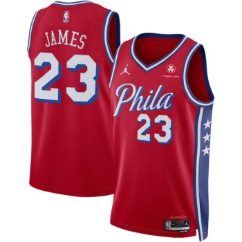 Men's Philadelphia 76ers #23 LeBron James Red 2026 Statement Edition With Patch Jersey