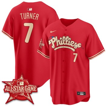 Men's Philadelphia Phillies #7 Trea Turner Red 2026 MLB All-Star Jersey Men's Philadelphia Phillies #7 Trea Turner Red 2026 MLB All-Star Jersey