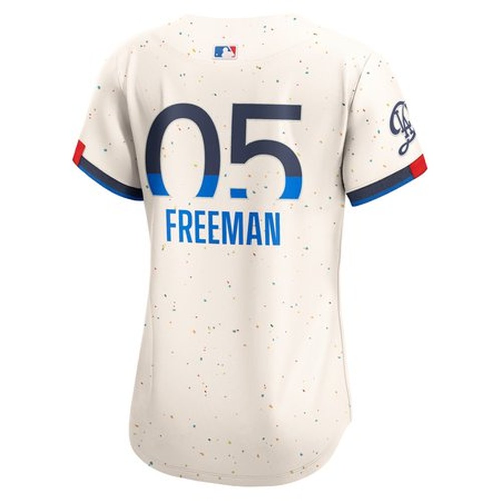 Women's Los Angeles Dodgers #05 Freddie Freeman Cream 2024 City Connect Limited Player Jersey