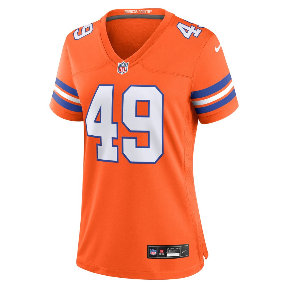Women's Denver Broncos Dennis Smith Orange Mile High Collection 1977 Throwback Retired Player Game Jersey Women's Denver Broncos Dennis Smith Orange Mile High Collection 1977 Throwback Retired Player Game Jersey