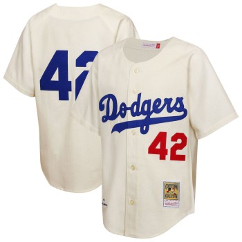 Men's Brooklyn Dodgers #42 Jackie Robinson Cream 1955 Authentic Jersey Men's Brooklyn Dodgers #42 Jackie Robinson Cream 1955 Authentic Jersey