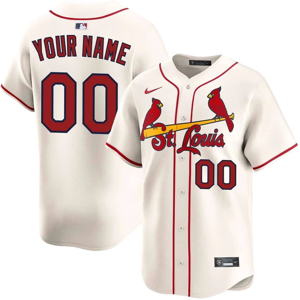 Men's St. Louis Cardinals Cream Alternate Cream Limited Custom Jersey Men's St. Louis Cardinals Cream Alternate Cream Limited Custom Jersey