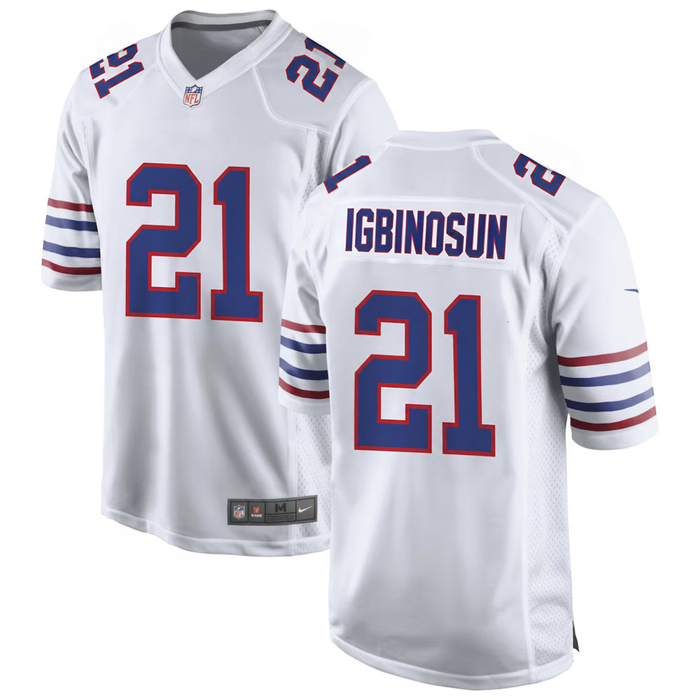Men's Buffalo Bills #21 Davison Igbinosun White 2026 NFL Draft Game Jersey Men's Buffalo Bills #21 Davison Igbinosun White 2026 NFL Draft Game Jersey