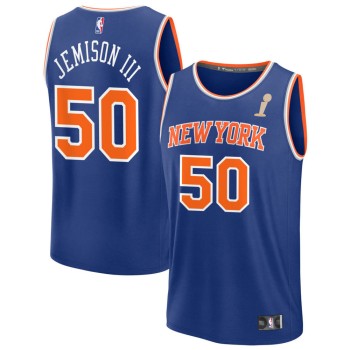 Men's New York Knicks #50 Trey Jemison III Blue 2026 NBA Finals Champions Fast Break Icon Edition Jersey
