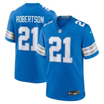 Men's Detroit Lions Amik Robertson  Blue Game Jersey